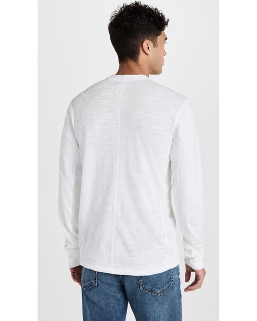 Rag & Bone White Long Sleeve Classic Henley for men