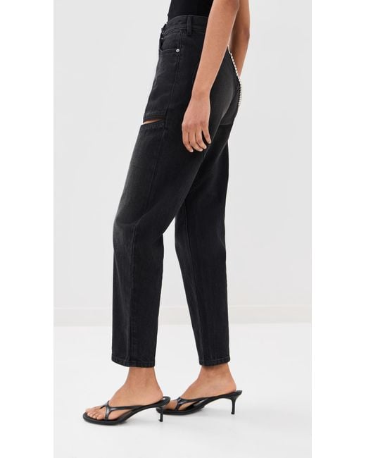 Area Black Slit Jeans