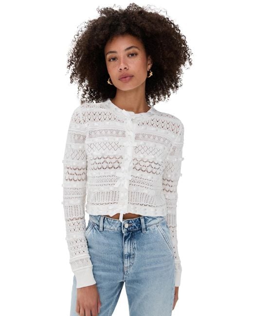 LoveShackFancy White Roselline Cardigan
