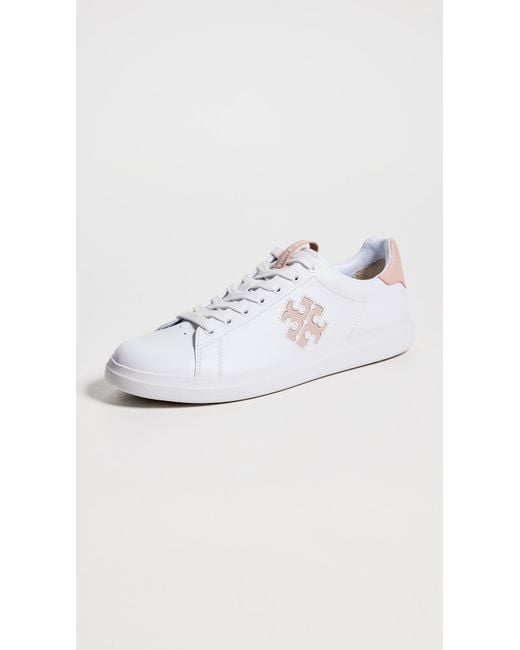Tory Burch White Howell Court Sneakers With Double T