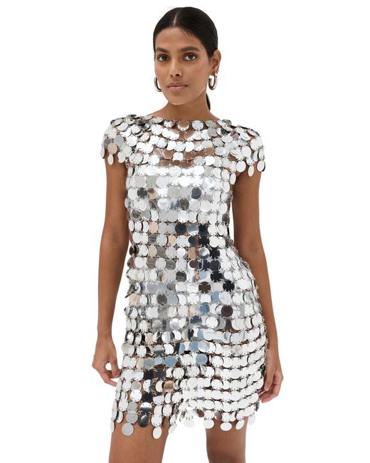 Rabanne White Iconic Sparkle Discs Dress