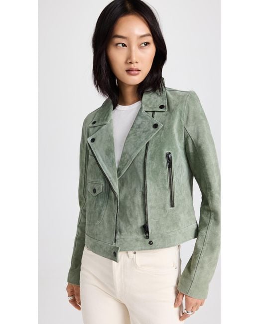 Blank NYC Basil Real Suede Moto Jacket in Green Lyst