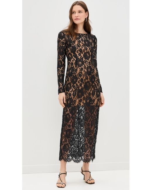 Wayf Black Long Sleeve Scallop Hem Dress