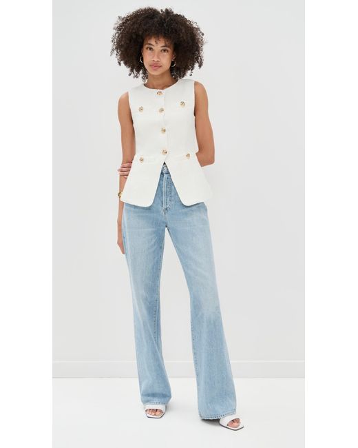 Endless Rose White Tweed Buttoned Long Split Top