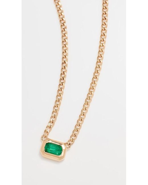 Zoe Chicco White 14k Bezel Set Emerald Necklace