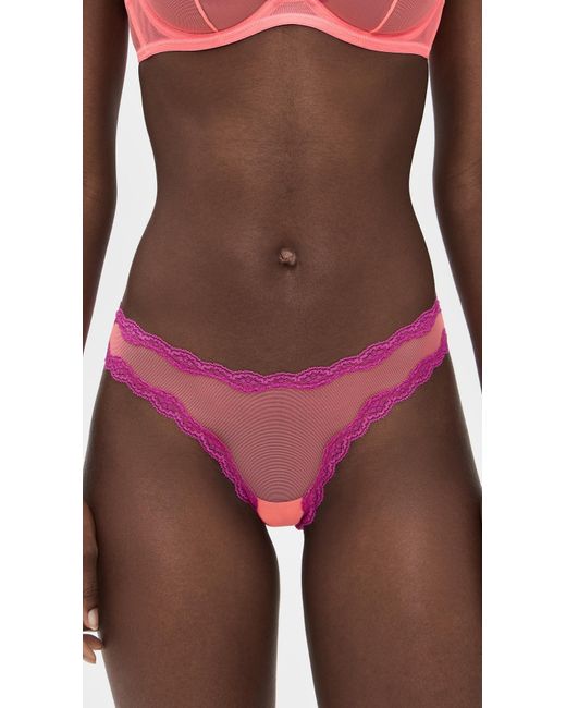 Fleur du Mal Red Sheer Tulle Thong