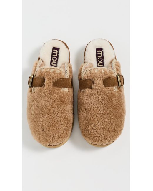 Mou White Curly Slippers
