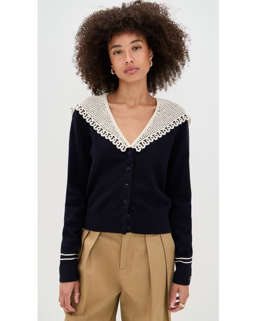 Sea Black Marie Knit Embroidery Cardigan