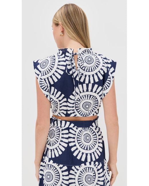 Lemlem Blue Muna Ruched Crop Top