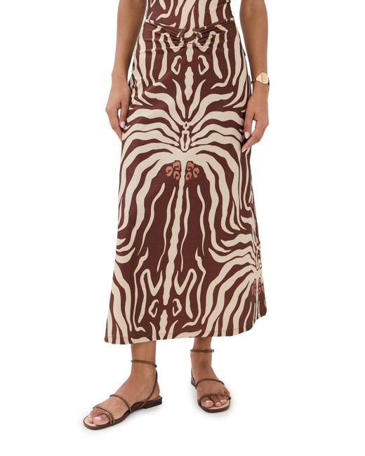 Johanna Ortiz Natural Shimmering Mocca Keel Midi Skirt