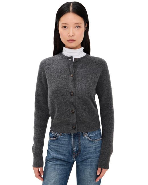 White + Warren Black Cashmere Waffle Cardigan