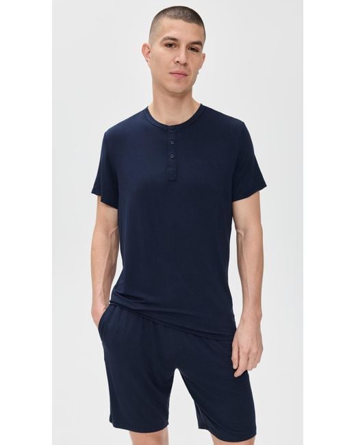 Calvin Klein Blue Modern Modal Sleep Henley for men