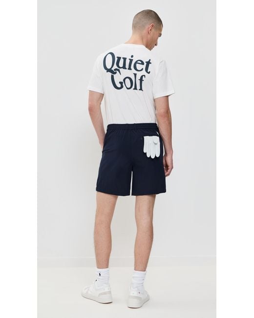 Quiet Golf Black Monogram Tech Shorts 7.75 for men