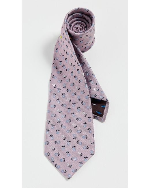 Paul Smith White Daisy Silk Tie for men
