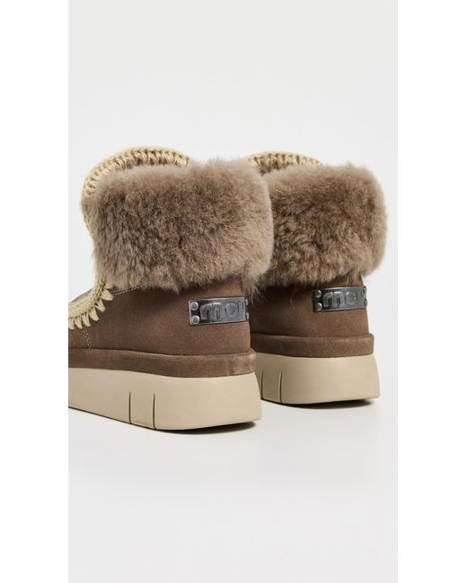 Mou White Bounce Furry Collar Boots