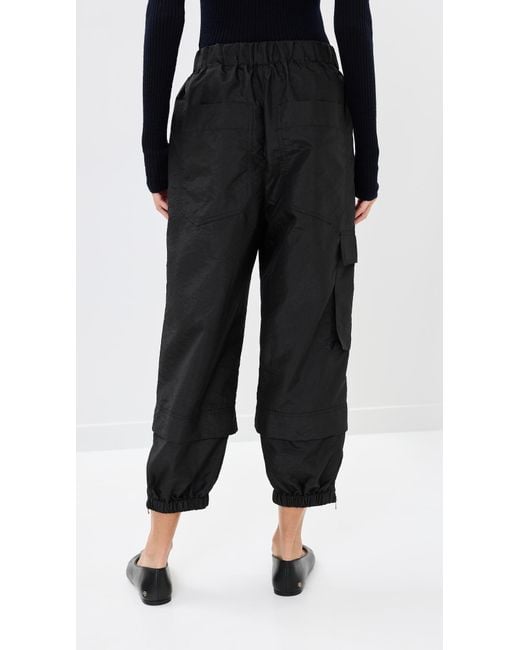 Tibi Black Crispy Nylon Pull On Joggers