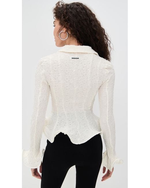MSGM White Cardigan With Flutter Detail