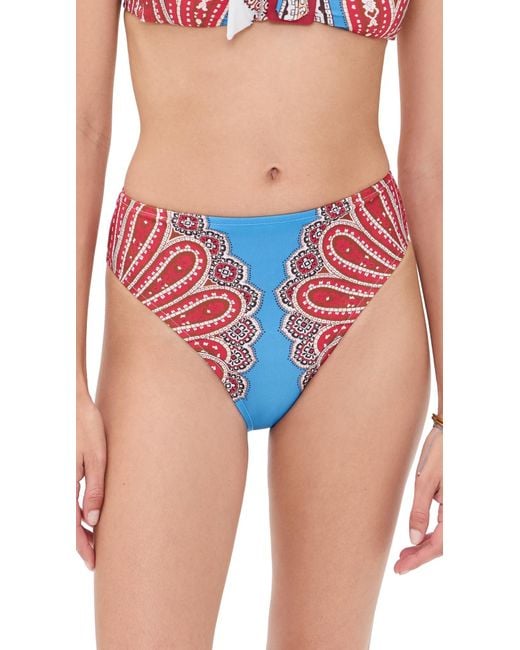 Farm Rio Blue Jandaya Dance High Waist Bikini Bottoms