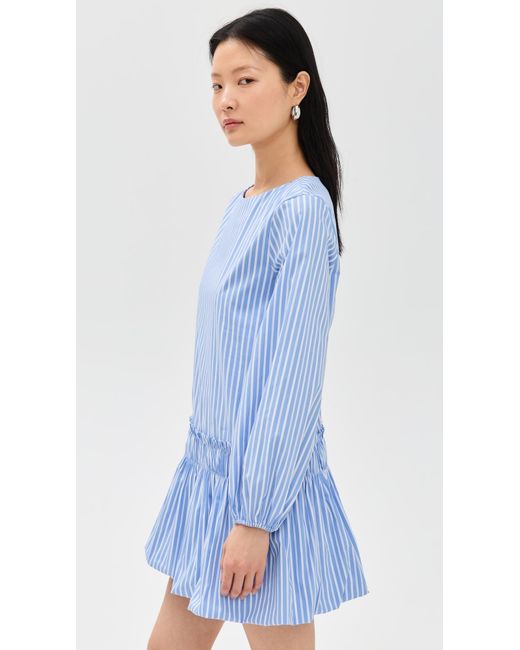 English Factory Blue Stripe Balloon Mini Dress