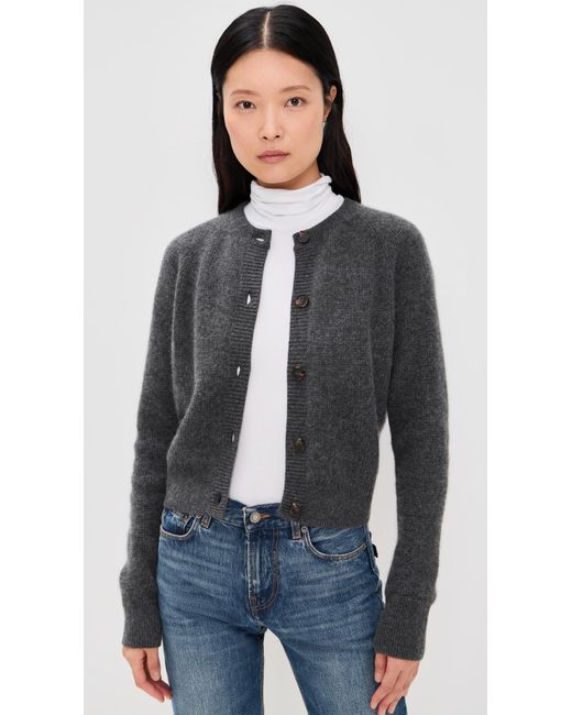 White + Warren Black Cashmere Waffle Cardigan