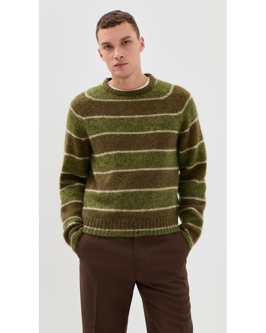 Stockholm Surfboard Club Raglan Knit Striped Sweater in Green for