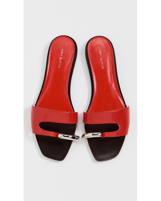Tory Burch Red Pierced Slides