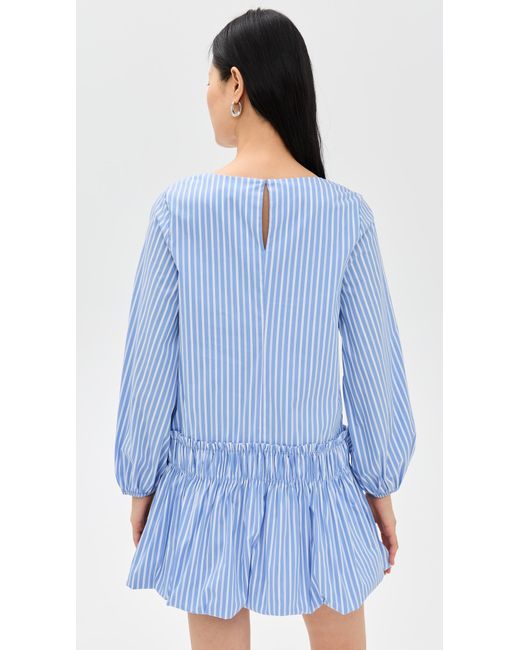 English Factory Blue Stripe Balloon Mini Dress