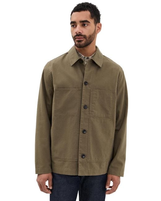 Vince Brown Slub Cotton Linen Utility Chore Jacket for men