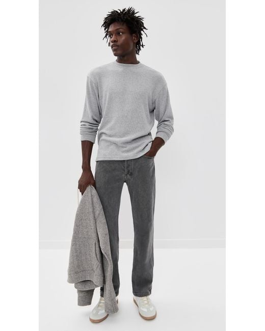 Asher Gray Elio Heather Brushed Fine Sweater Tee for men