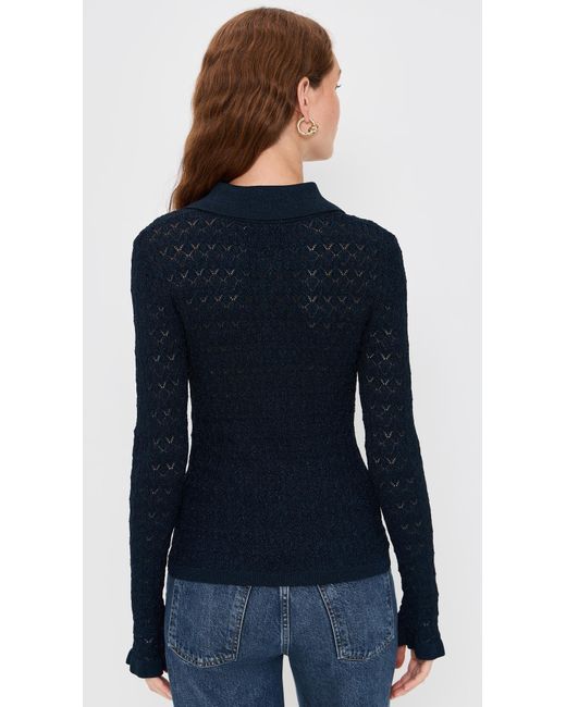Sea Blue Ruby Knit Long Sleeve Polo