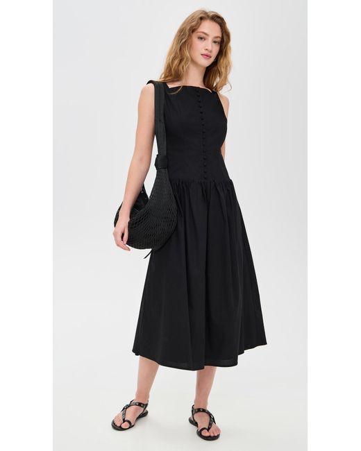 Wayf Black Button Up Midi Dress