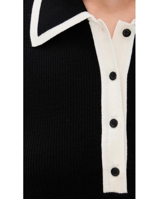 Alice + Olivia Black Pia Button Down Knit Polo