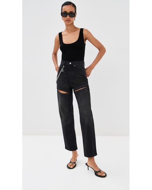 Area Black Slit Jeans