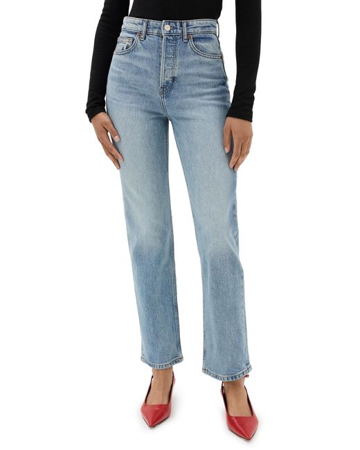 Reformation Blue Cynthia Stretch High Rise Straight Jeans