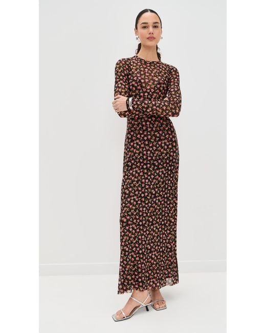 AFRM Brown Paola Ankle Length Dress With Self Mesh Slip Lining
