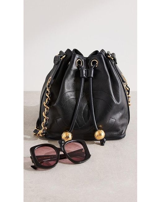 What Goes Around Comes Around Chanel Black Lambskin Small Bucket Bag