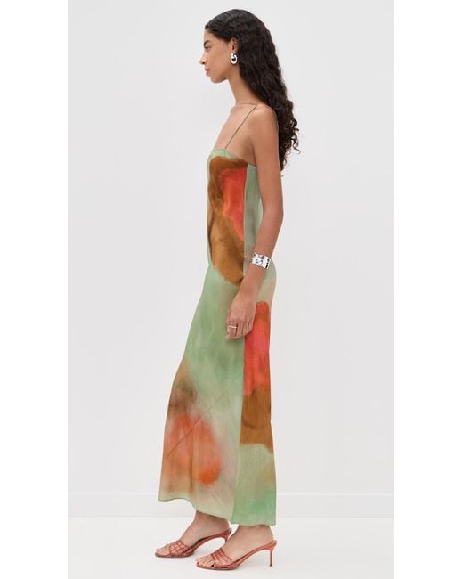 sir calle printed silk maxi slip dress SIR. Calle Silk Slip Dress in Green