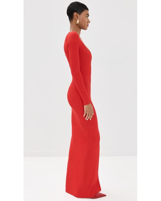 Good American Robe GOOD AMERICAN Good Aerican Virgo Rib Ong Eeve Gown X in Red | Lyst