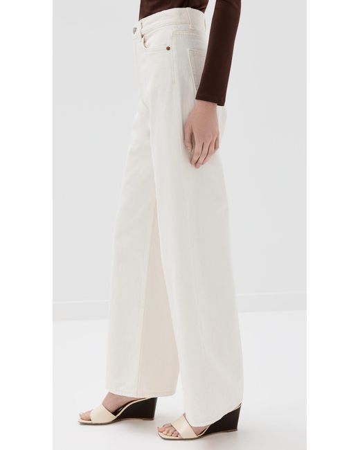 Reformation White Cary High Rise Wide Leg Jeans