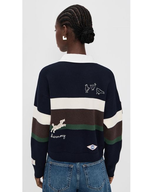 Sea Blue Arther Varsity Knit Rugby Shirt