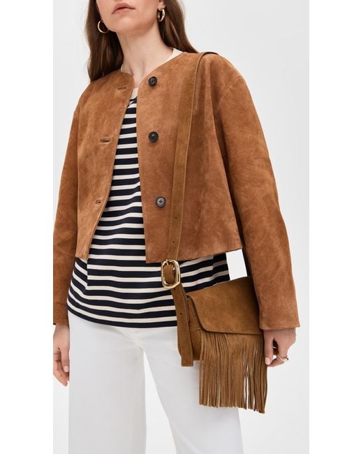 Madewell White Soft Grain Flap Crossbody Fringe Bag