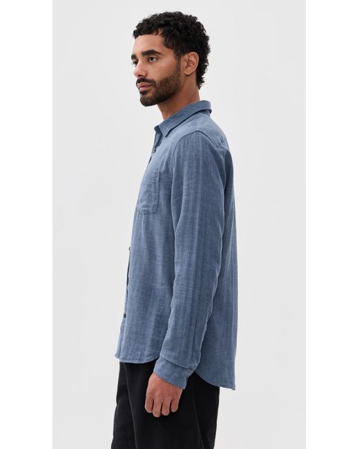 Vince Blue Double Face Long Sleeve Shirt for men