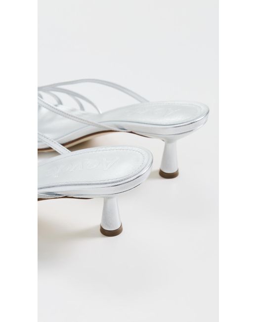 Aeyde White Abby Laminated Nappa Leather Sandals