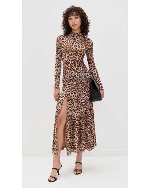 Bardot Natural Lea Printed Mesh Midi Dress