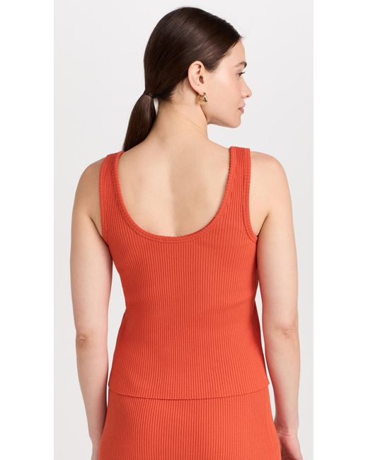 Vince Red Coop Neck Rib Tank Ruby Duk X