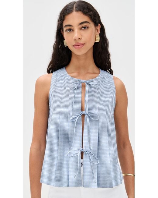 ALIGNE Blue Tally Gingham Tie Top