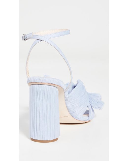 Loeffler Randall Camellia Pleated Bow Heel With Ankle Strap in White | Lyst