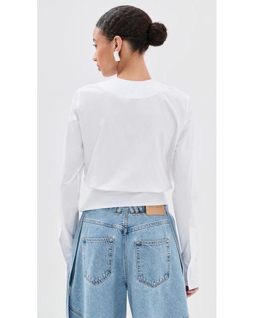 The Attico White V Neck Blouse
