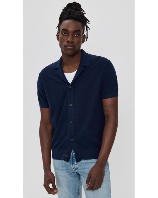 Club Monaco Blue Boucle Camp Collar Sweater for men