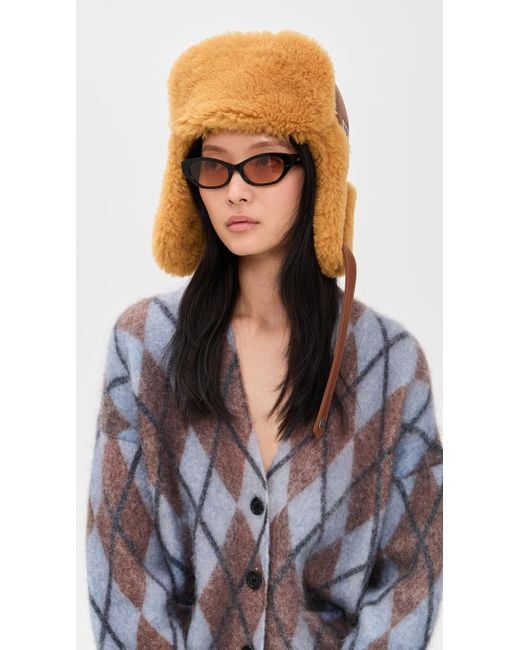 Acne Multicolor Belmet Shearling Snap Hat